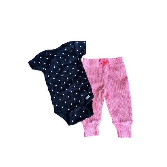 3-6M Baby Black and Pink Polka Dot Outfit Set Laura Ashley & Gerber - Picture 1 of 1